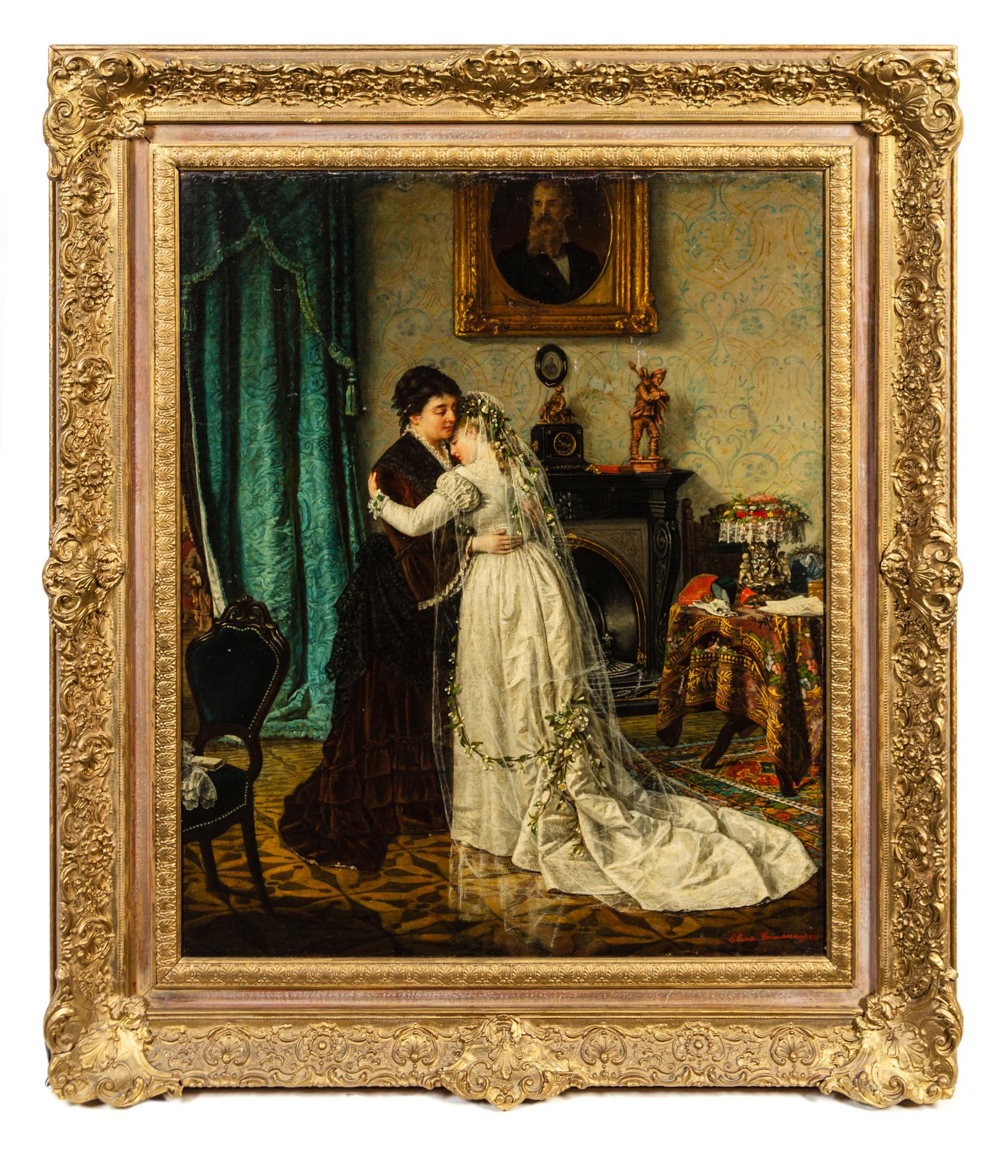 Elena Germounig, (19th Century), Two Ladies Embracing, 1878