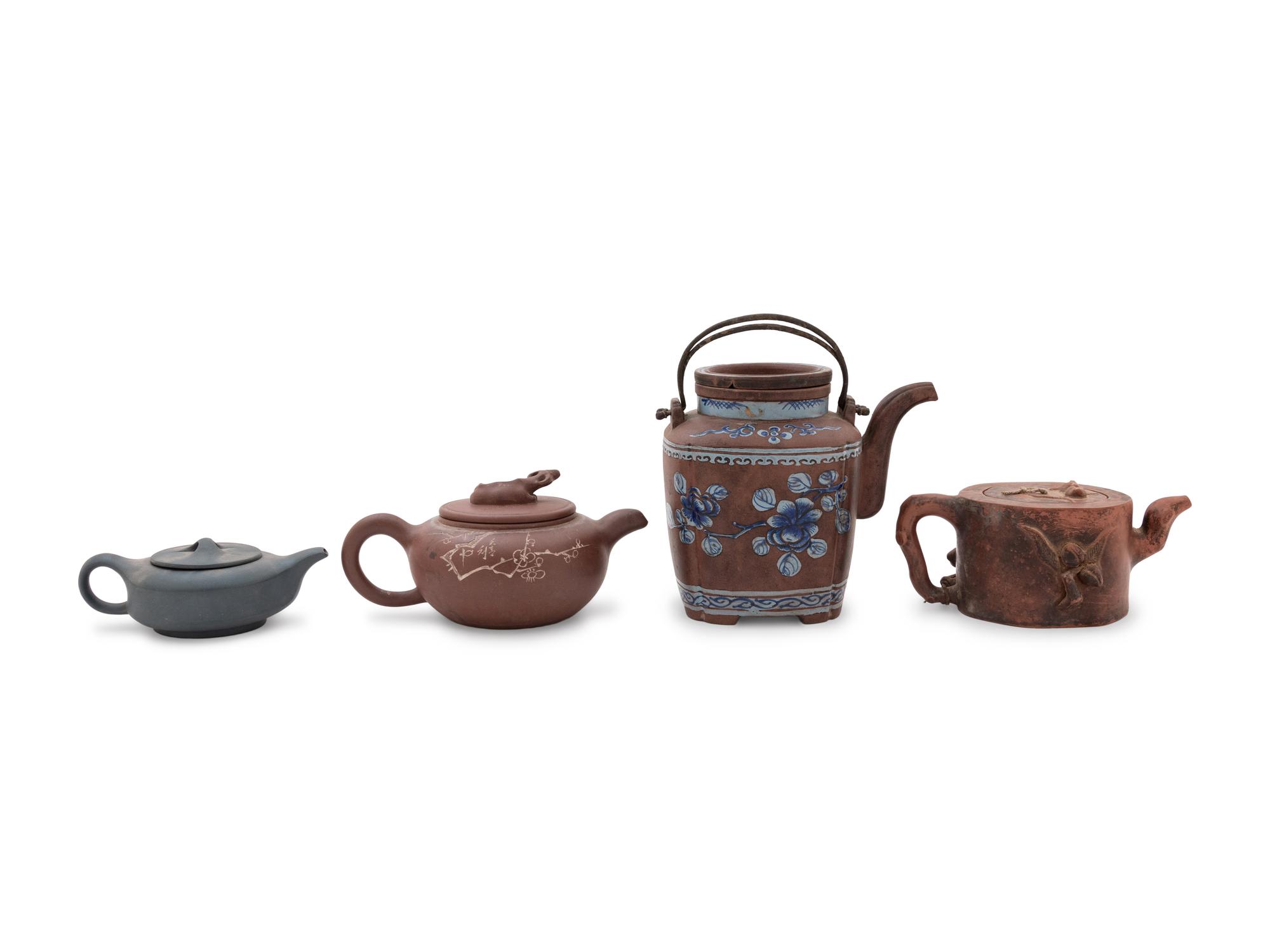 Four Chinese Zisha Pottery Teapots