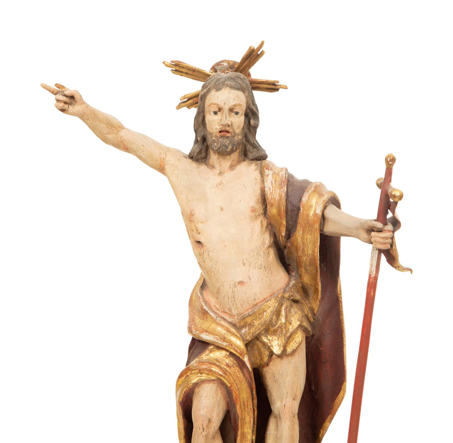 Three Continental Painted Giltwood Santos Figures