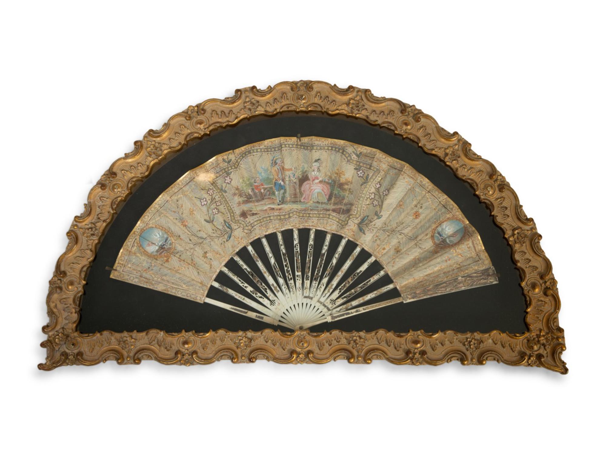 Five French Painted Fans in Giltwood Frames — 18TH/19TH CENTURY