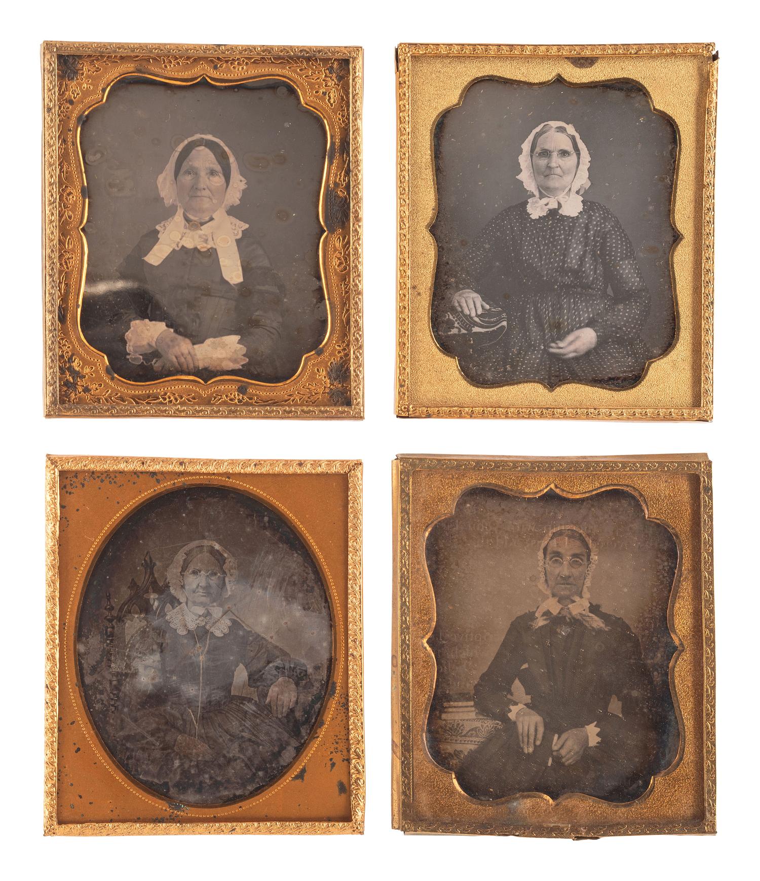 [EARLY PHOTOGRAPHY]. A group of 23 daguerreotype and tintype portraits of subjects with glasses, including: