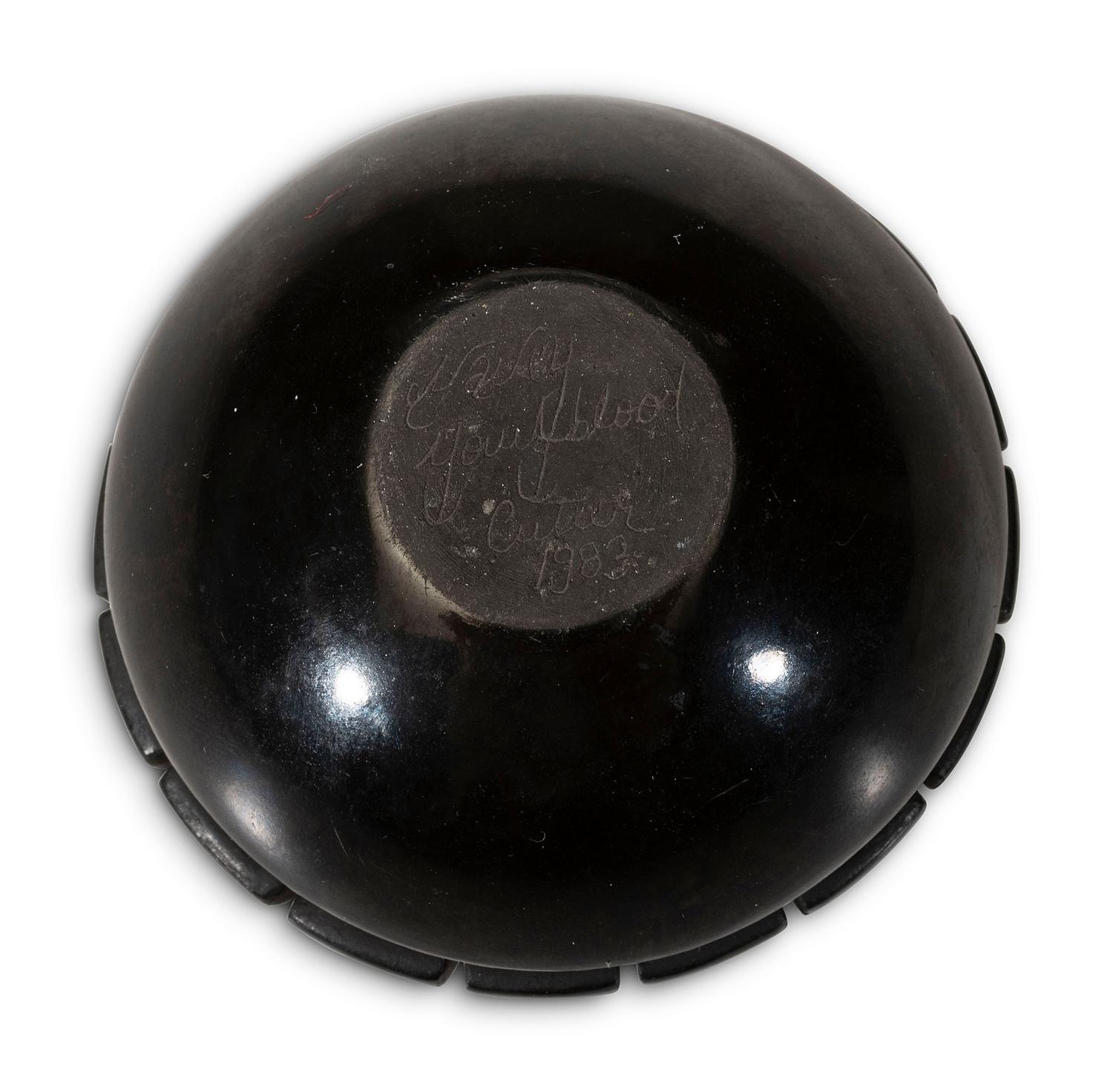Carved Miniature Blackware Pottery Jar