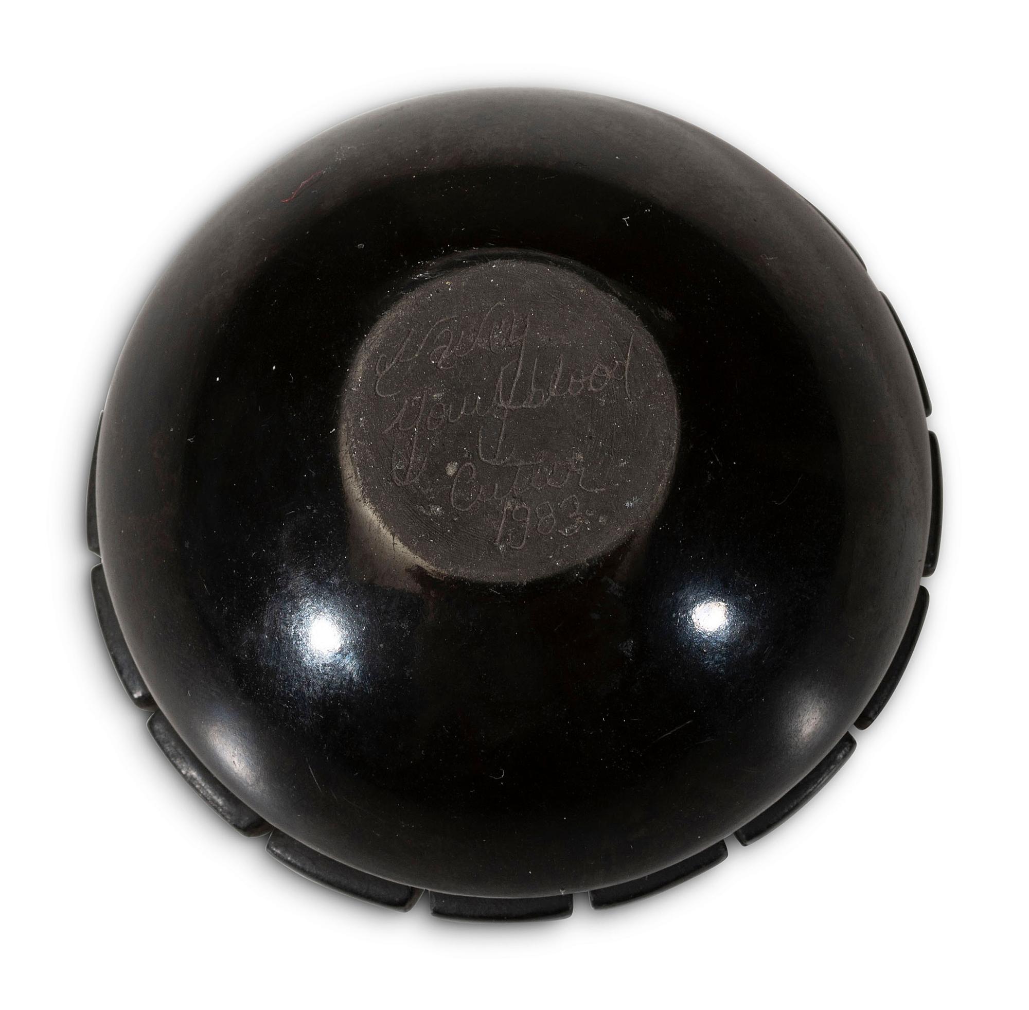 Carved Miniature Blackware Pottery Jar