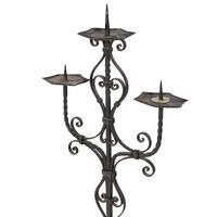 A Pair of Wrought Iron Three-Light Torchères