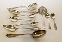 A Collection of American Silver Flatware Articles, Various Makers, comprising: 6 serving spoons, Wood & Hughes, New York, NY 6 soup spo