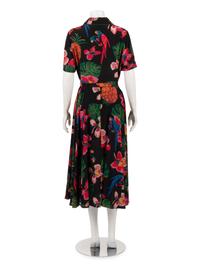 Valentino Silk Short Sleeve Tropical Print Dress with Belt, Resort 2017