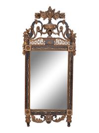 A Neoclassical Painted and Parcel Gilt Mirror