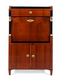 An Austrian Empire Parcel Ebonized and Gilt Mahogany Secrétaire à Abattant
