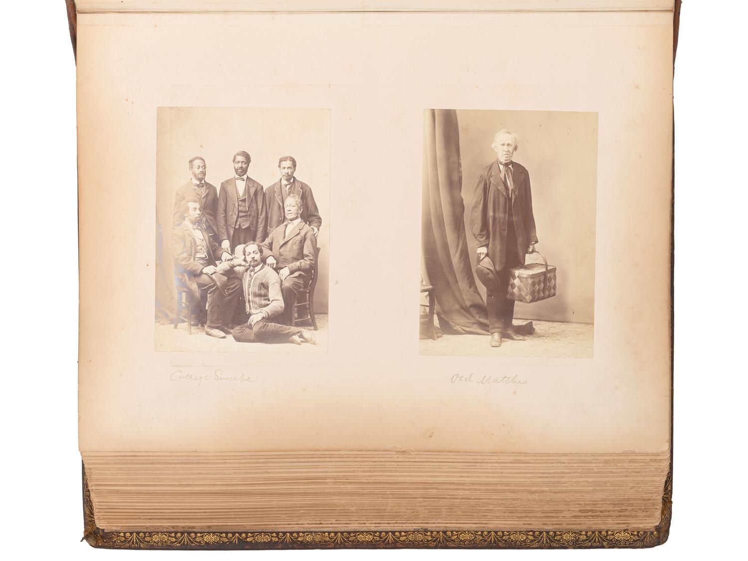 [EARLY PHOTOGRAPHY - AFRICAN AMERICANA]. Yale College, 1872 . Album containing photographs of faculty, students, and staff, highlighted by 5 portraits of African American subjects.