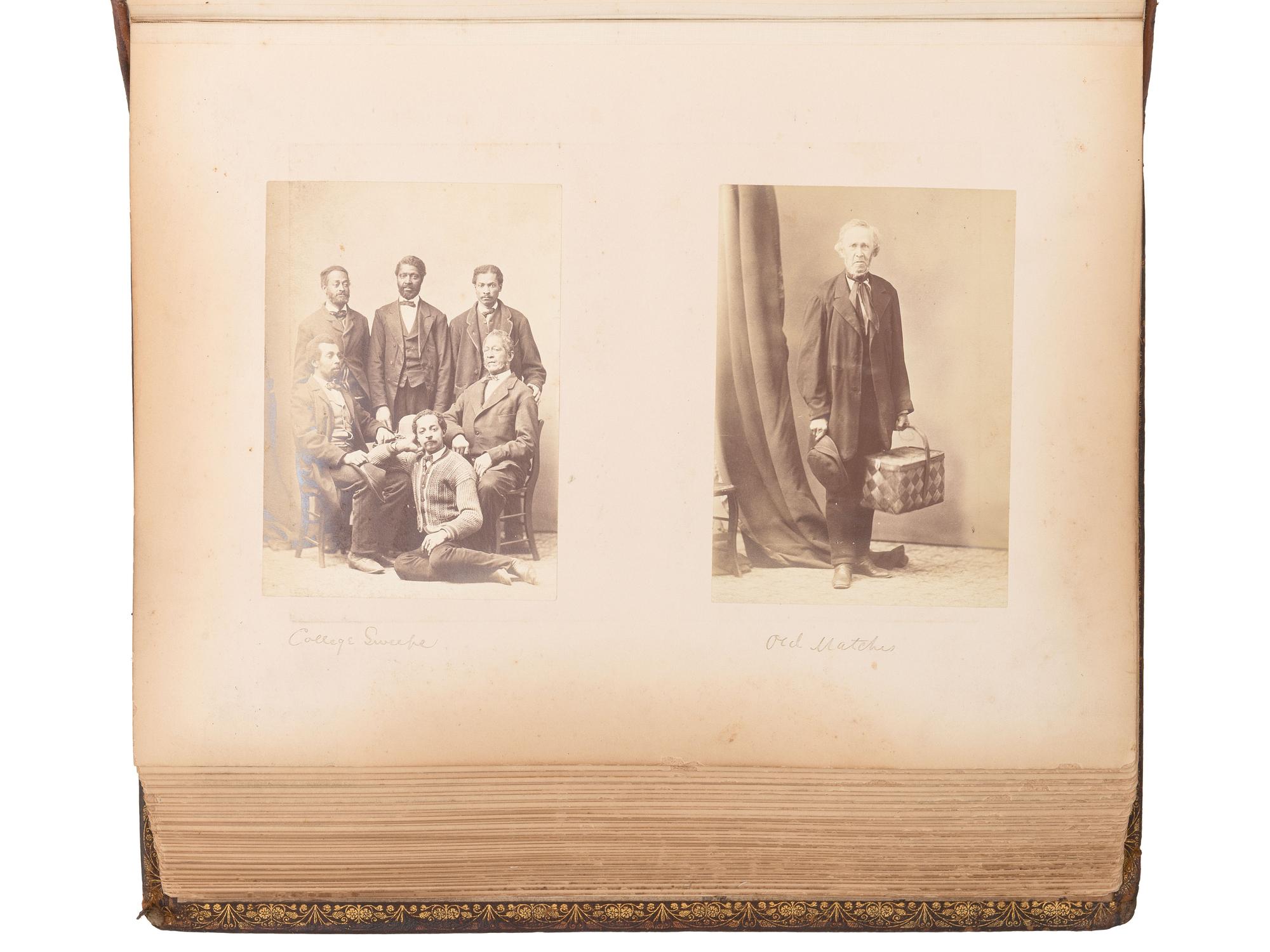 [EARLY PHOTOGRAPHY - AFRICAN AMERICANA]. Yale College, 1872 . Album containing photographs of faculty, students, and staff, highlighted by 5 portraits of African American subjects.