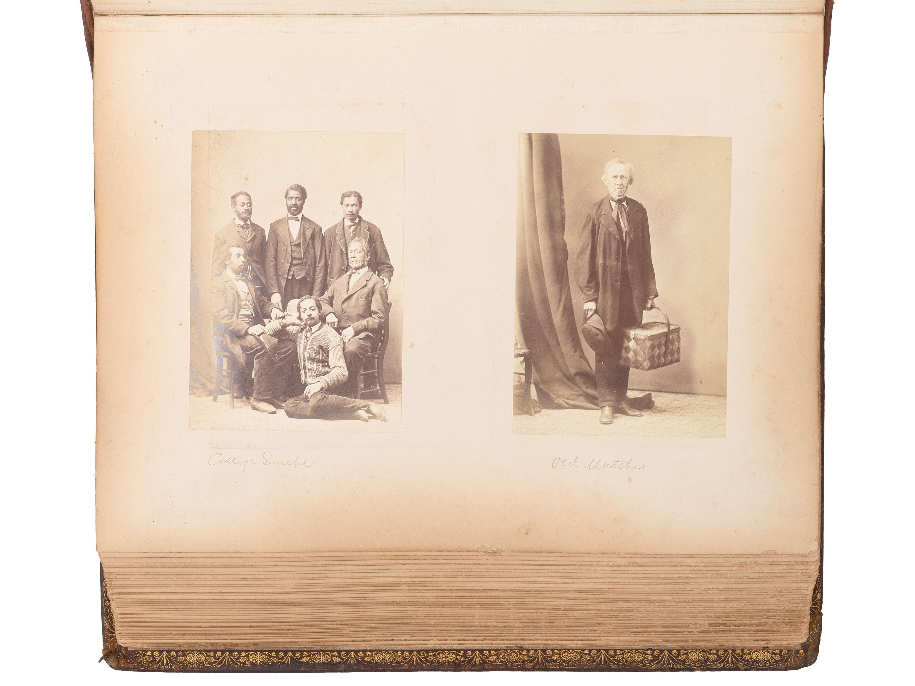 [EARLY PHOTOGRAPHY - AFRICAN AMERICANA]. Yale College, 1872 . Album containing photographs of faculty, students, and staff, highlighted by 5 portraits of African American subjects.