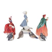 Royal Doulton and Royal Copenhagen Porcelain Figures and Birds