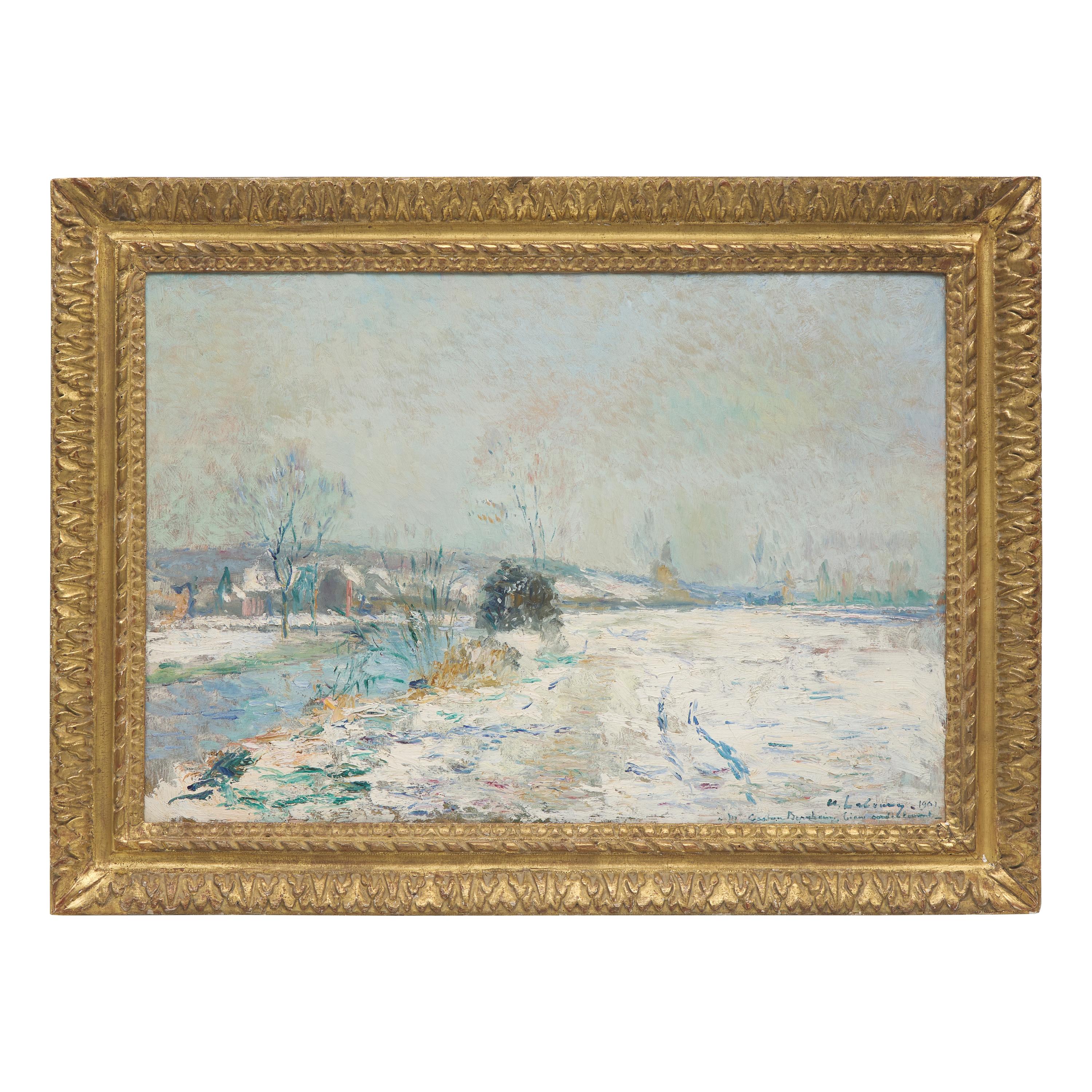 Albert Lebourg (French, 1849-1928) — Les bord de L'Iton à Hondouville, Effet de Neige, 1901