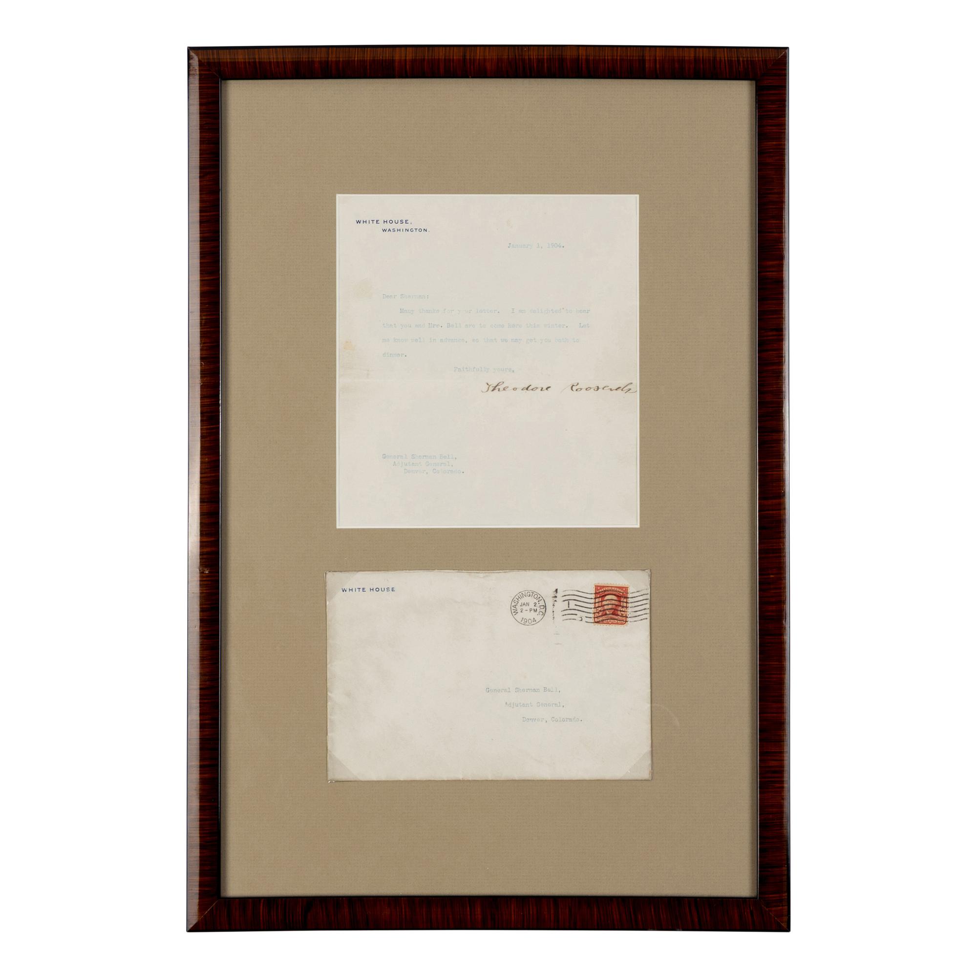 ROOSEVELT, Theodore (1858-1919). Typed letter signed ("Theodore Roosevelt") to General Sherman Bell, Washington, D.C., 1 January 1904.