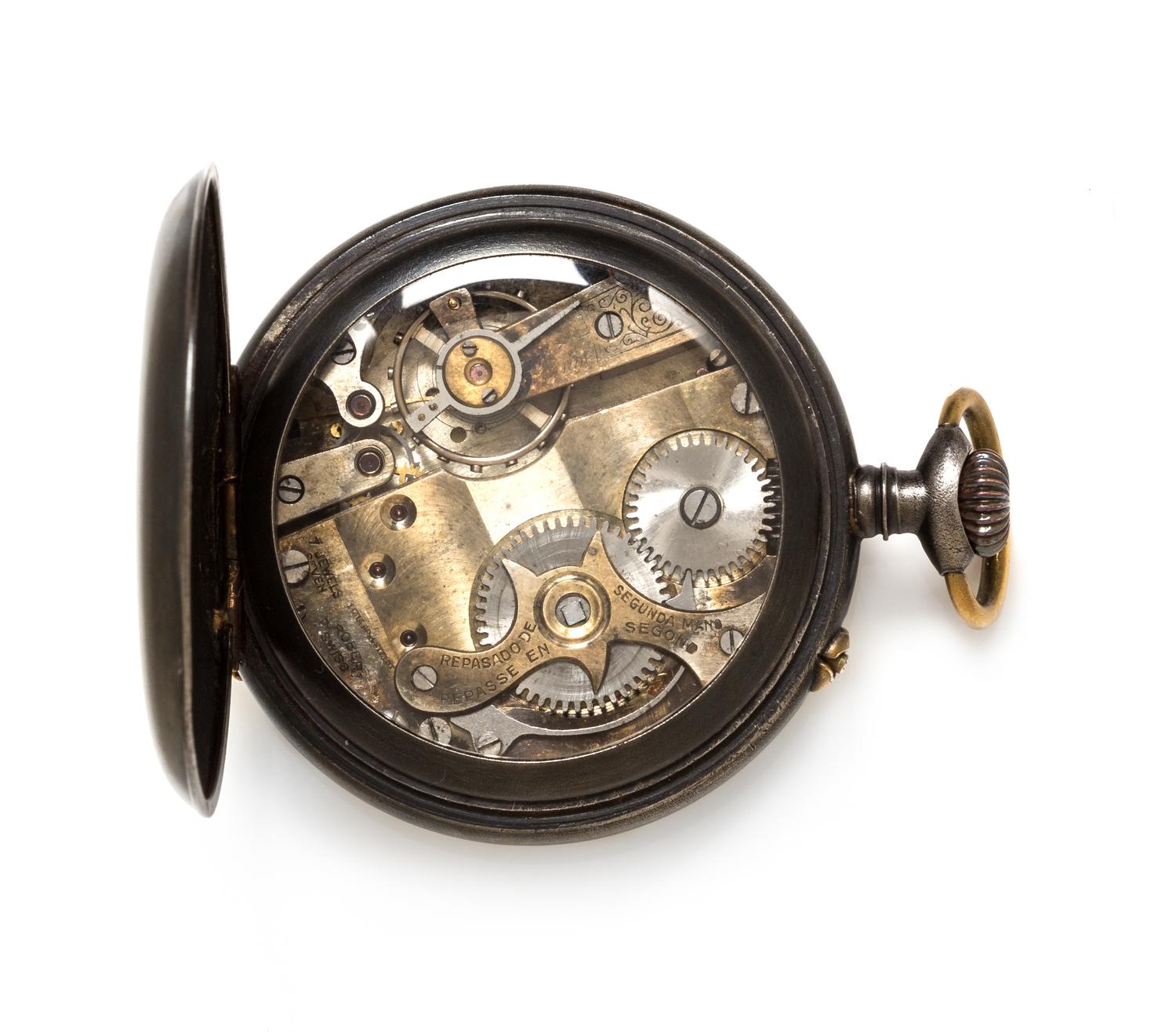 A Gunmetal Open Face Triple Calendar Moonphase Pocket Watch, A. Robert, 58.60 dwts.