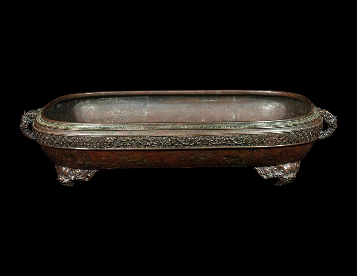 Two Japanese Bronze Planters