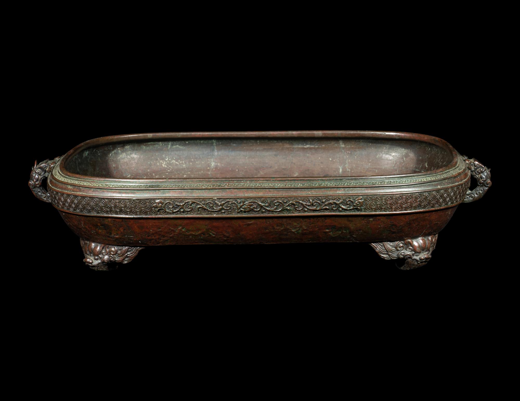 Two Japanese Bronze Planters