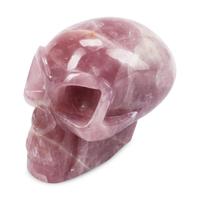 A Large Carved Rose Quartz Skull