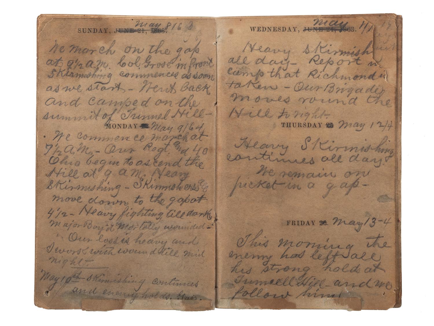 [CIVIL WAR]. Diary of Assistant Surgeon Robert P. Davis, 84th Indiana Regiment.