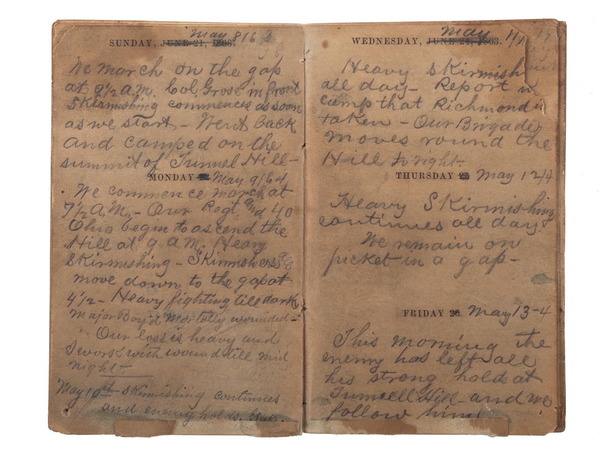 [CIVIL WAR]. Diary of Assistant Surgeon Robert P. Davis, 84th Indiana Regiment.