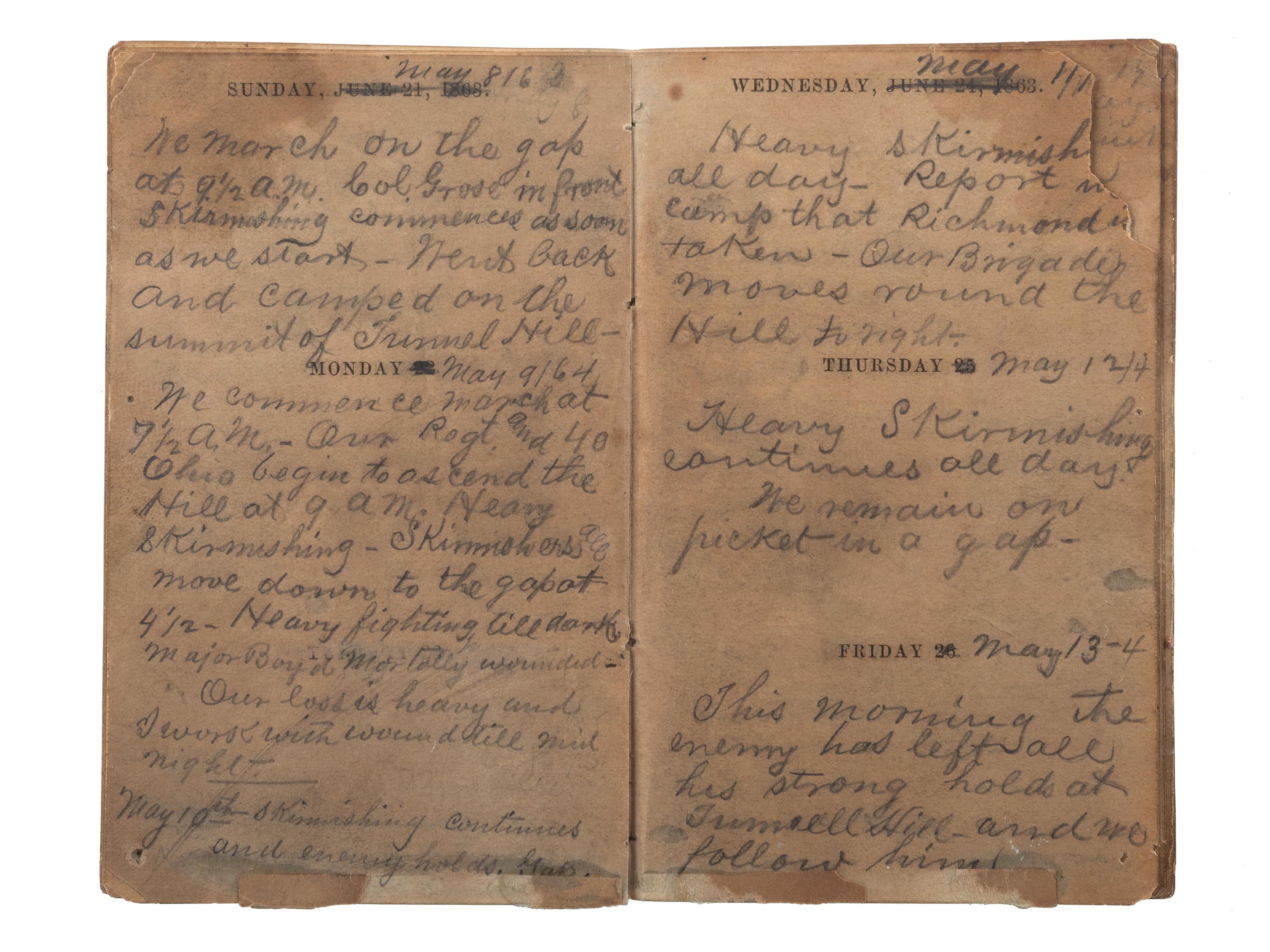 [CIVIL WAR]. Diary of Assistant Surgeon Robert P. Davis, 84th Indiana Regiment.