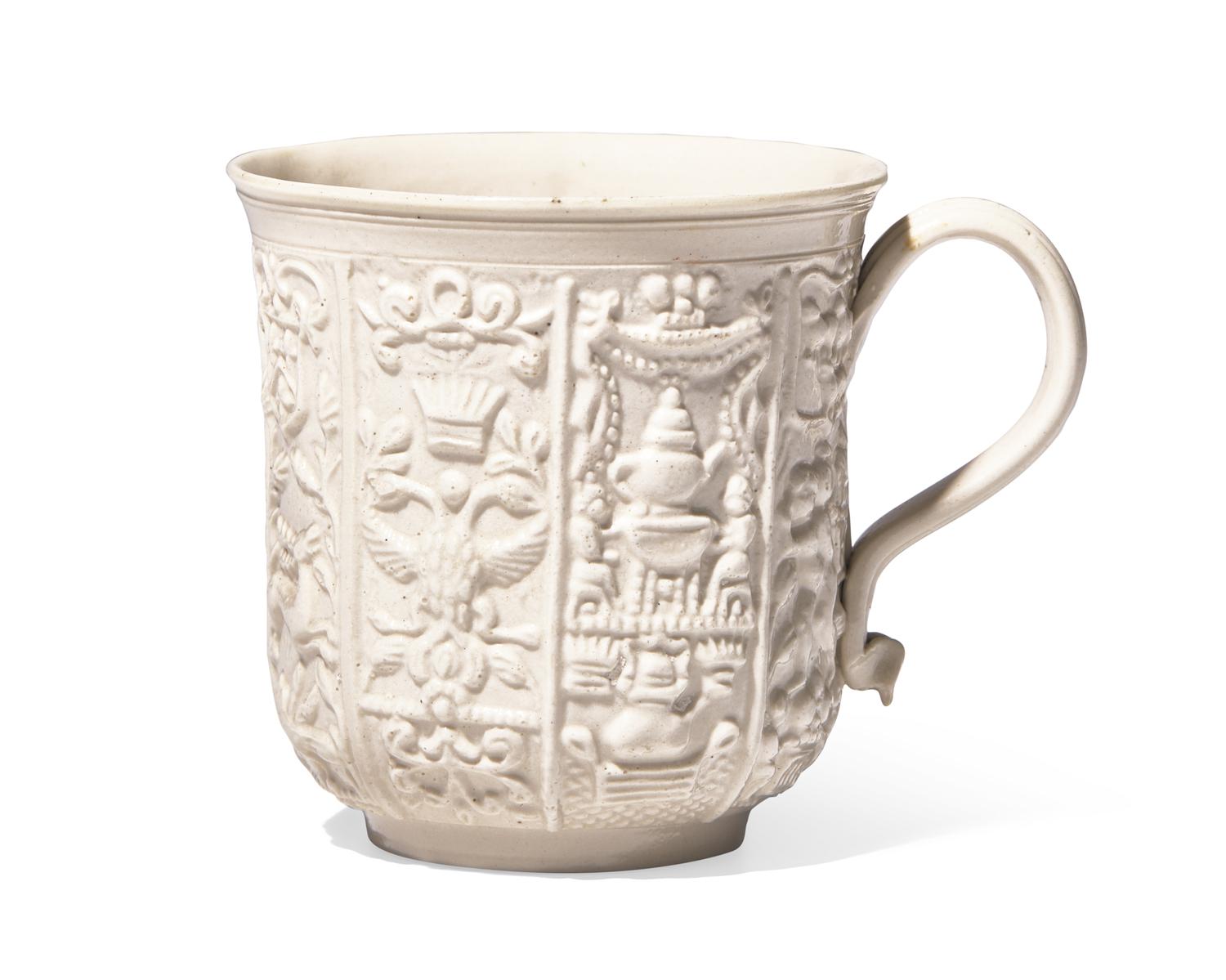 A Staffordshire Salt-Glazed Stoneware Cup