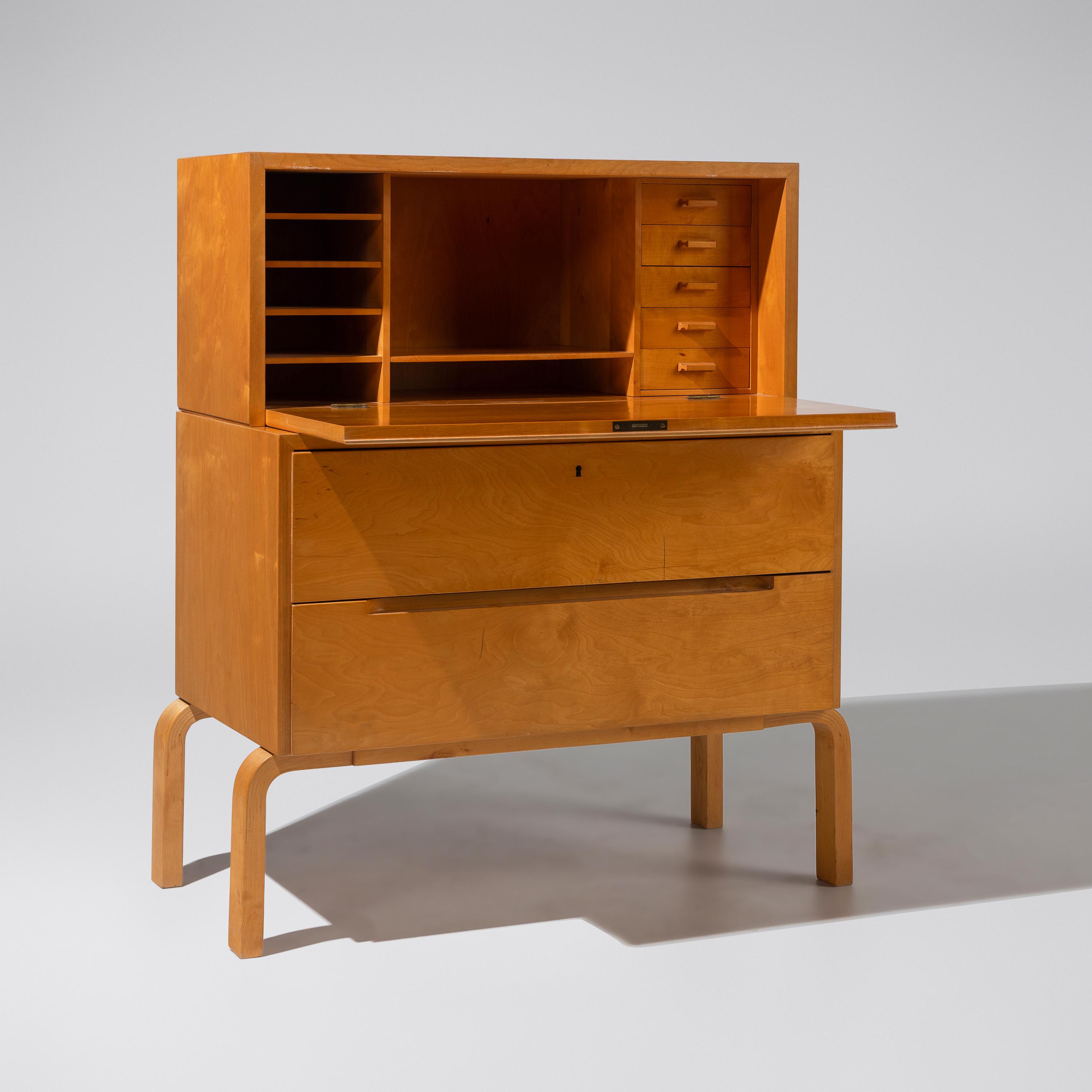 Alvar Aalto (Finnish, 1898–1976) — Drop-front Desk, model 802, c. 1950 for Artek, Finland