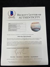 A Willie Mays Single Signed Autograph Baseball (Beckett Authentication Services Letter)