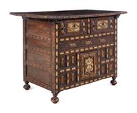 A Spanish Baroque Carved and Painted Walnut Chest