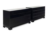 A Pair of Contemporary Black Lacquered Commodes