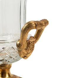 A Pair of Continental Gilt Bronze, Cut Glass and Malachite Urns