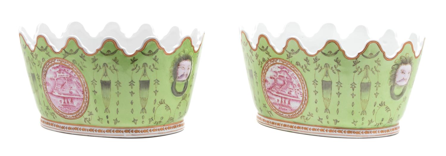 A Pair of Chinese Export Monteith Style Cachepots — 20TH CENTURY