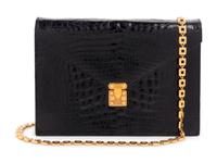 Lana Marks Black Alligator Envelope Hand Bag