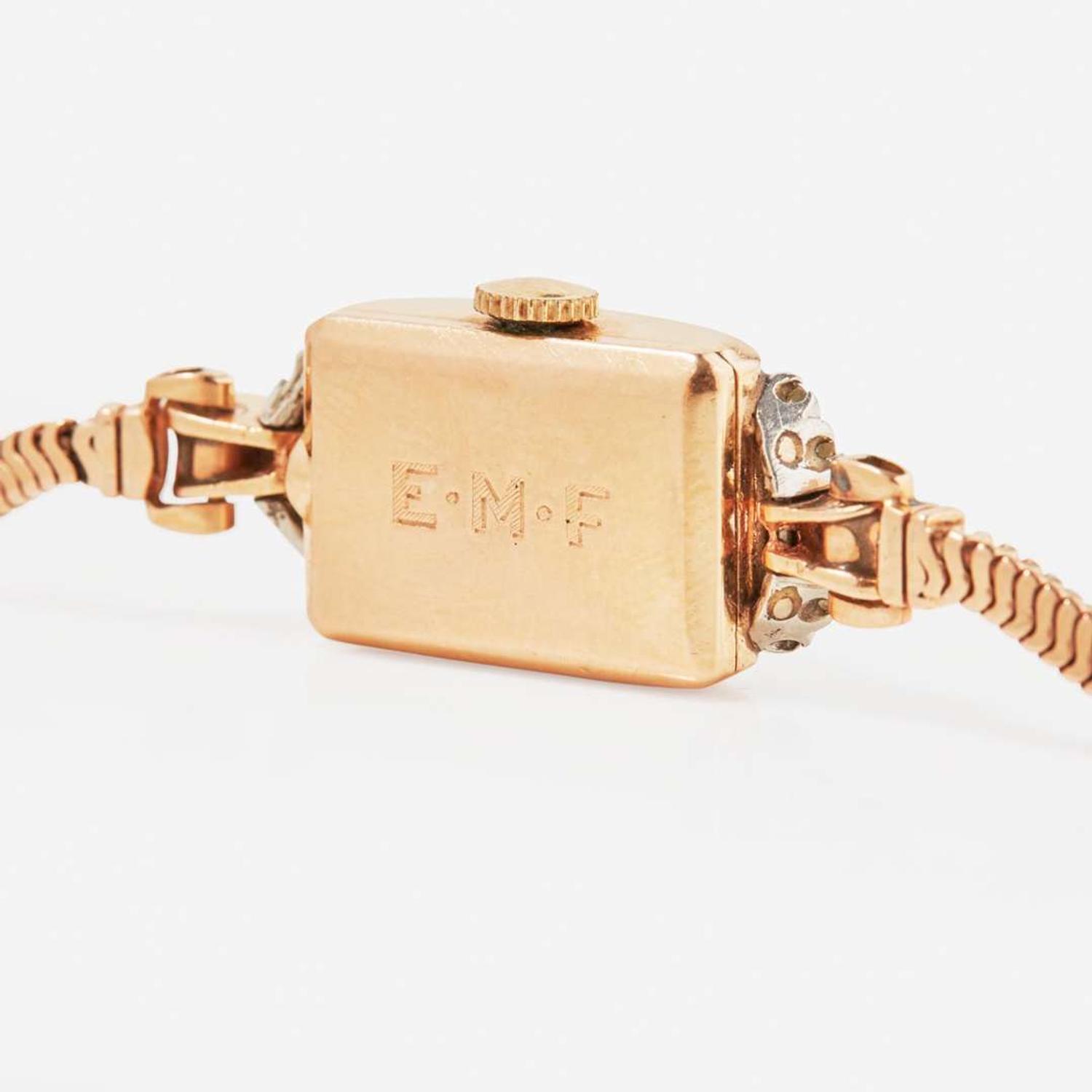A 14K Rose Gold and Diamond Tiffany & Co. Watch Retro, c.1940