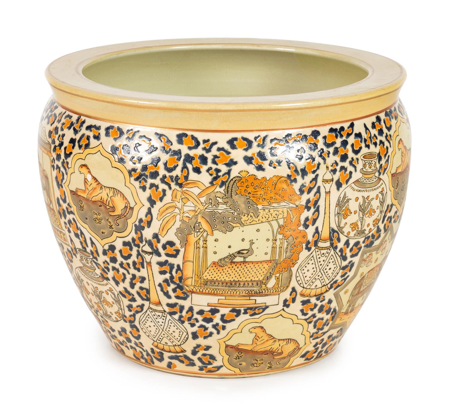 An Enameled Porcelain Jardiniere