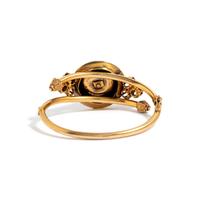 VICTORIAN, YELLOW GOLD, RED GLASS AND GARNET BANGLE BRACELET