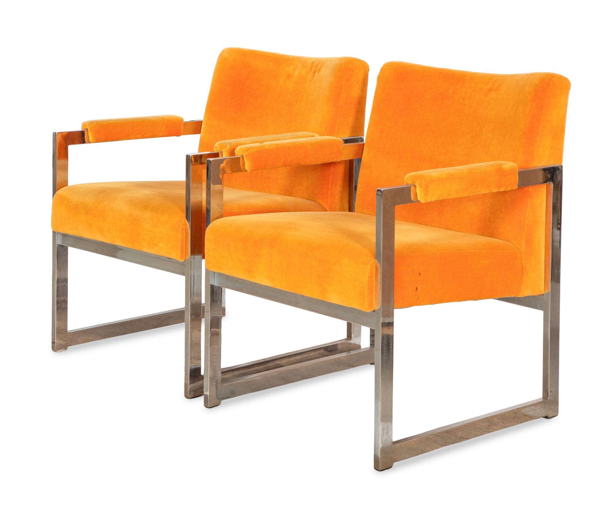 A Pair of Modernist Chrome Armchairs