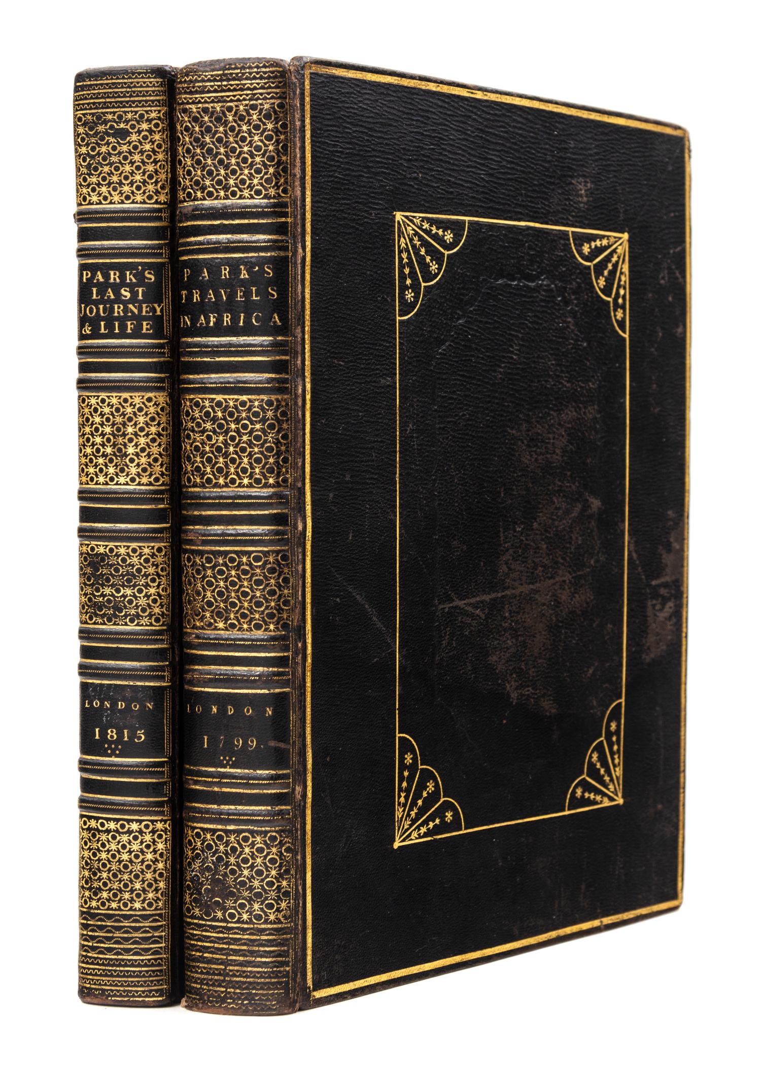 PARK, Mungo (1771-1806). Travels in...Africa --Journal of Mission to...Africa. London, 1799, 1815. -- 2 works, uniformly bound.