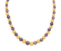 VICTORIAN, YELLOW GOLD AND AMETHYST BEAD NECKLACE