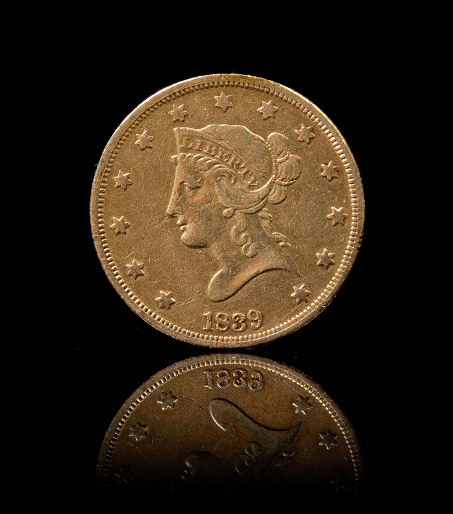A United States 1839 No Motto: Liberty Head $10 Gold Coin