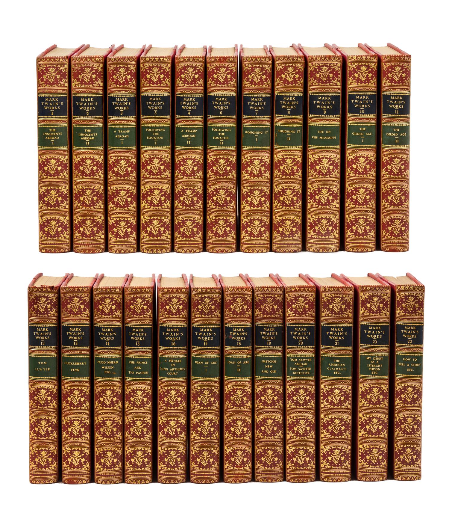 [BINDINGS]. CLEMENS, Samuel Langhorne ("Mark Twain") (1835-1910). The Writings of Mark Twain. London: Chatto & Windus, 1899-1903.