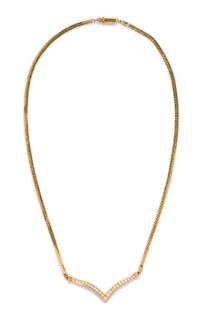 A 14 Karat Yellow Gold and Diamond Necklace, 7.20 dwts.