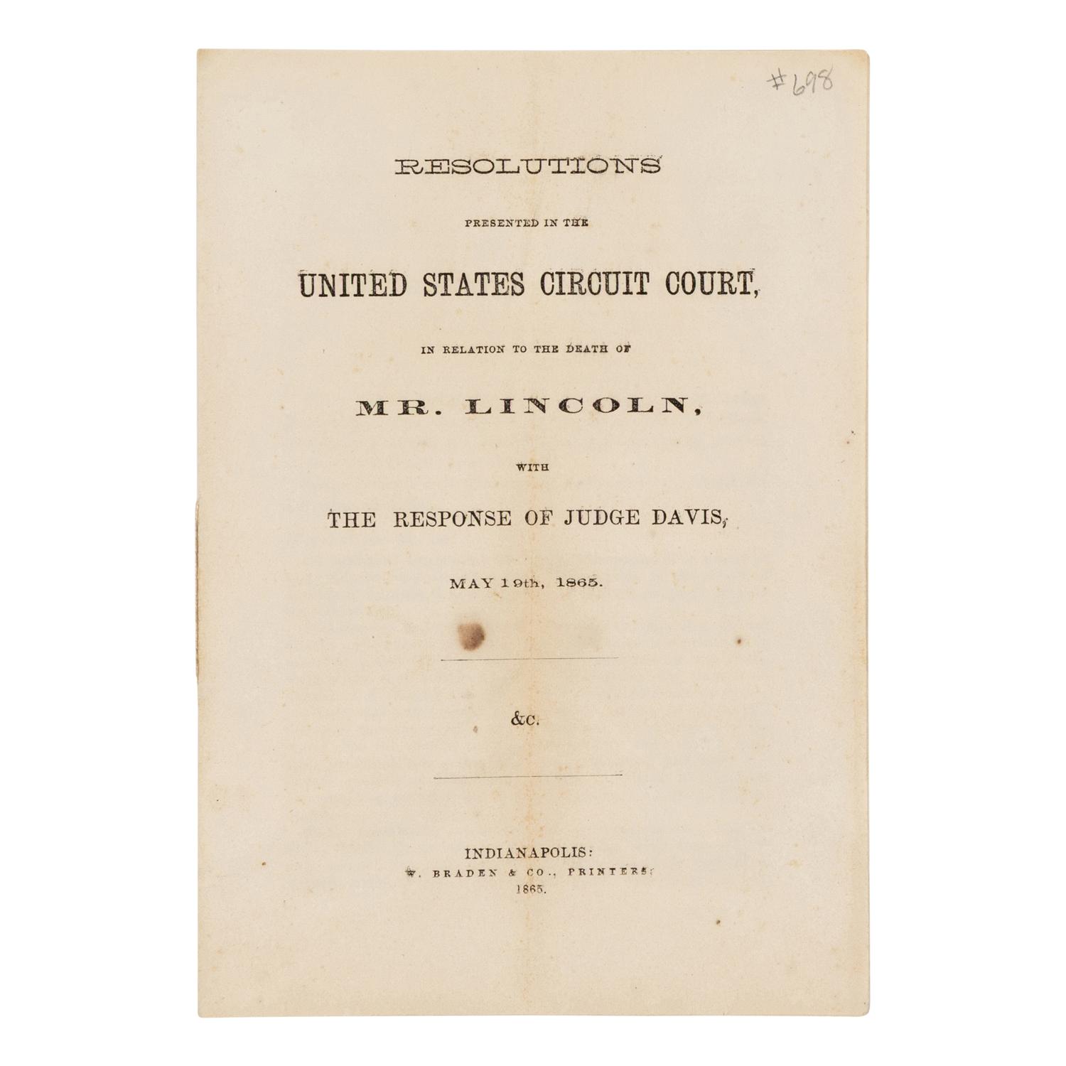 [LINCOLN FUNERAL]. A group of 5 works and pamphlets on Lincoln commemorations and eulogies, comprising: