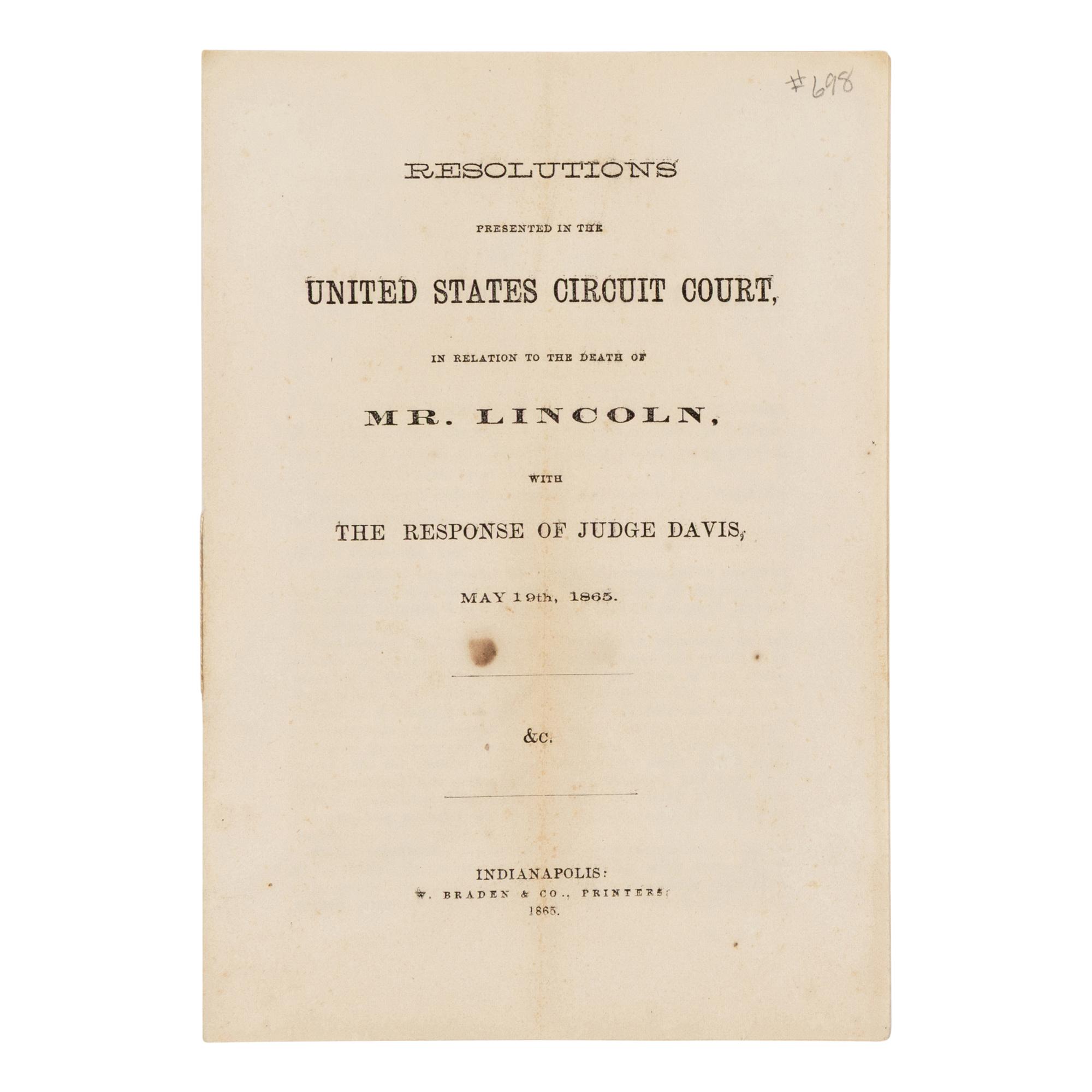 [LINCOLN FUNERAL]. A group of 5 works and pamphlets on Lincoln commemorations and eulogies, comprising: