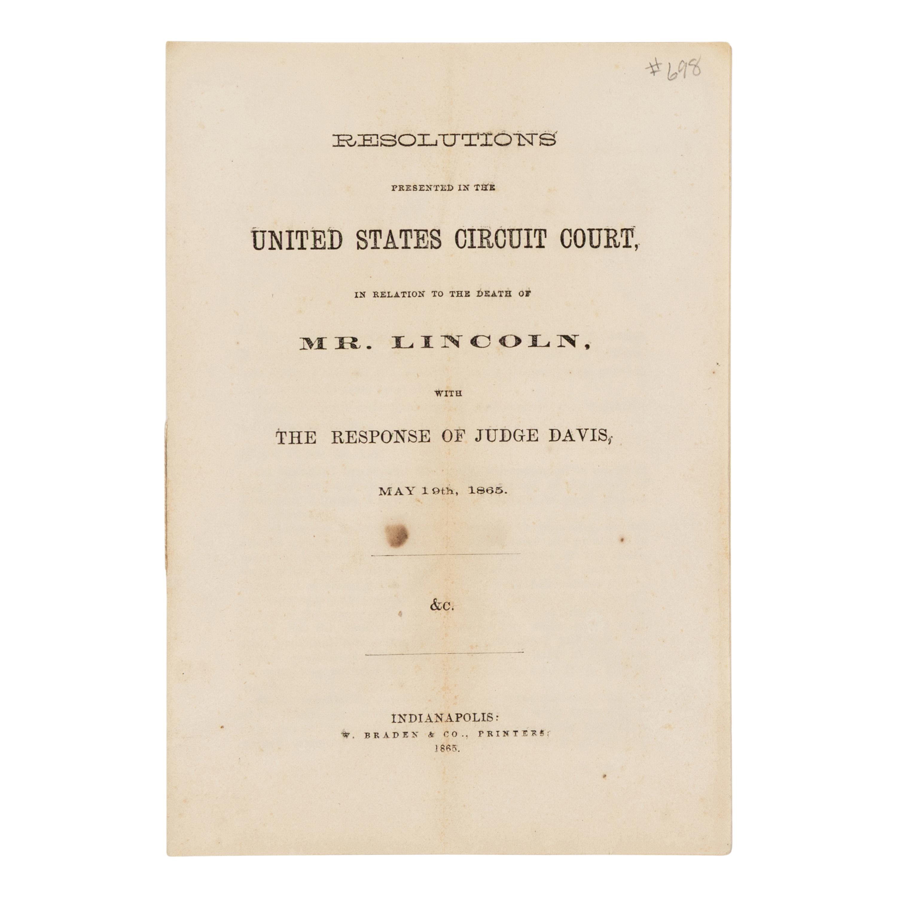 [LINCOLN FUNERAL]. A group of 5 works and pamphlets on Lincoln commemorations and eulogies, comprising: