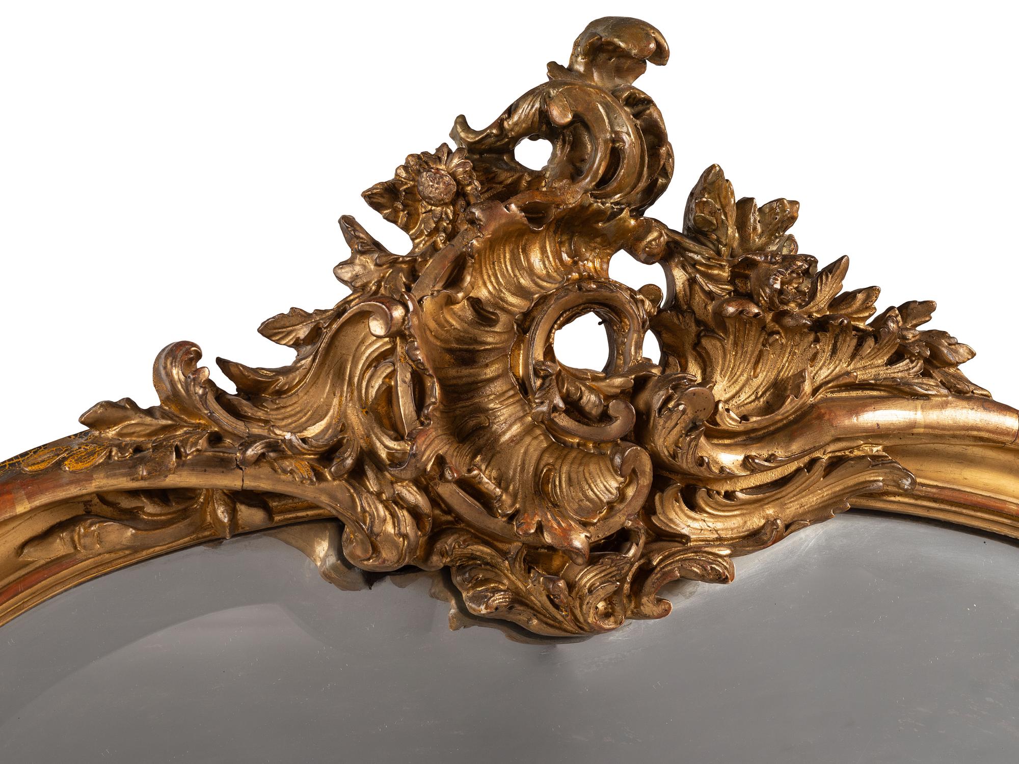 A Pair of Rococo Style Giltwood Mirrors