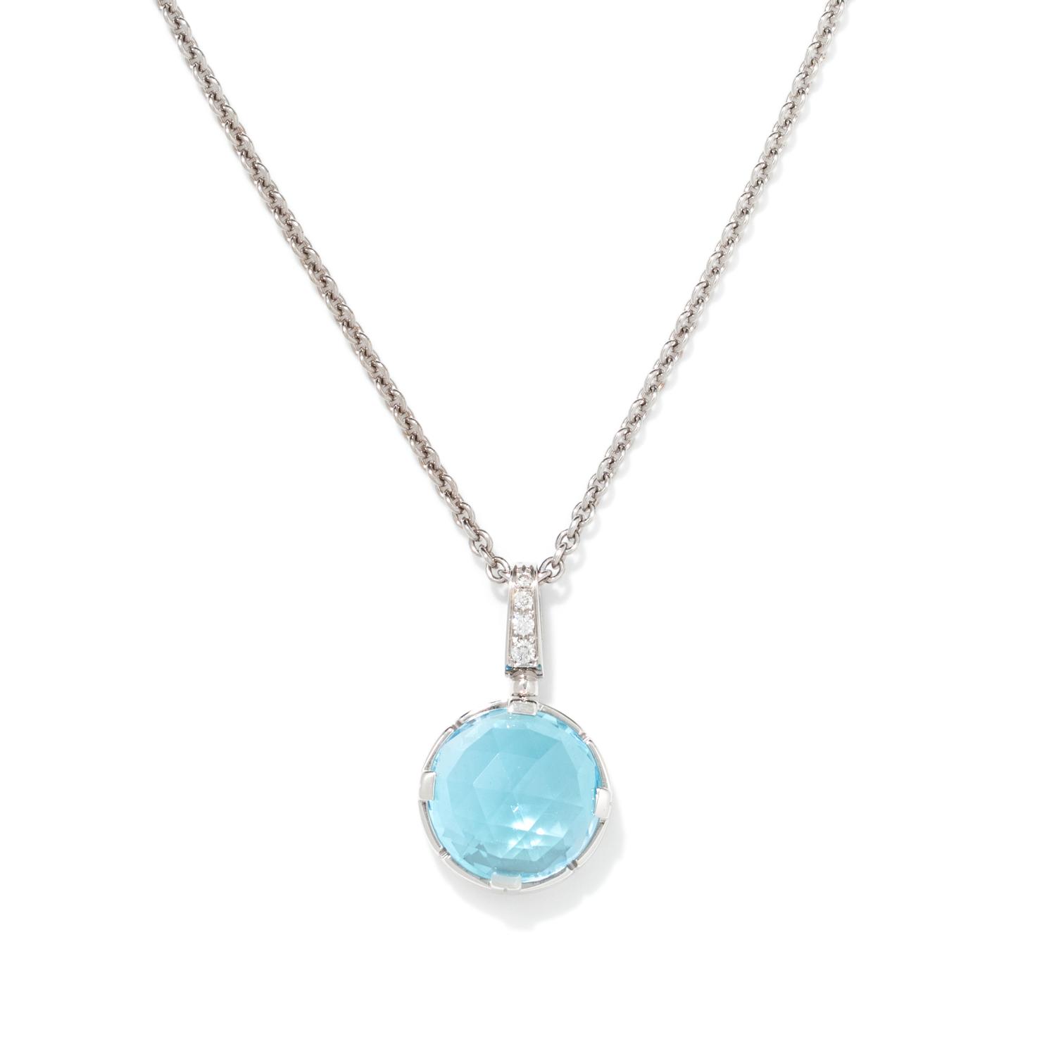 BVLGARI, WHITE GOLD, BLUE TOPAZ AND DIAMOND 'PARENTESI' PENDANT/NECKLACE