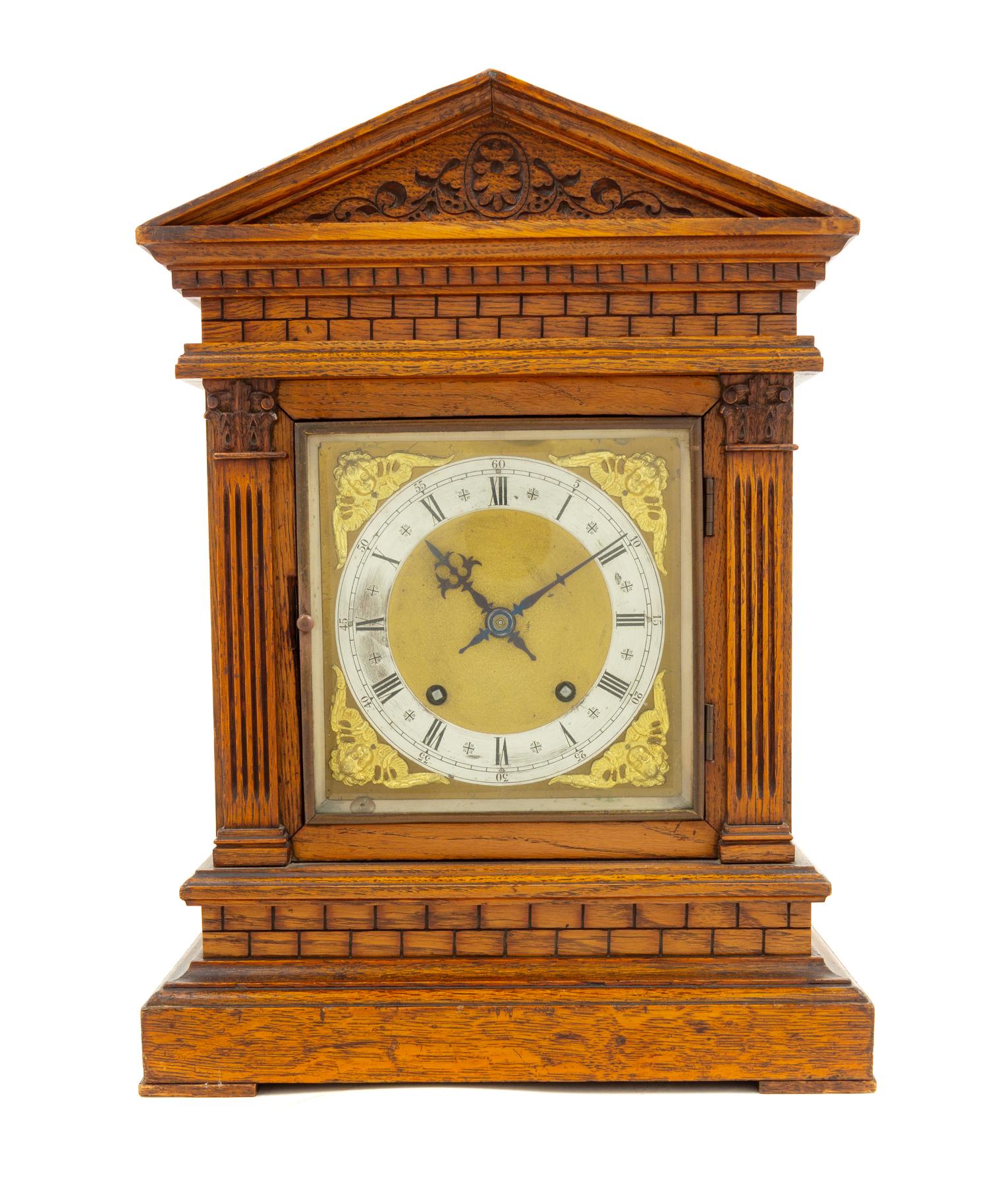 A German Oak Mantel Clock