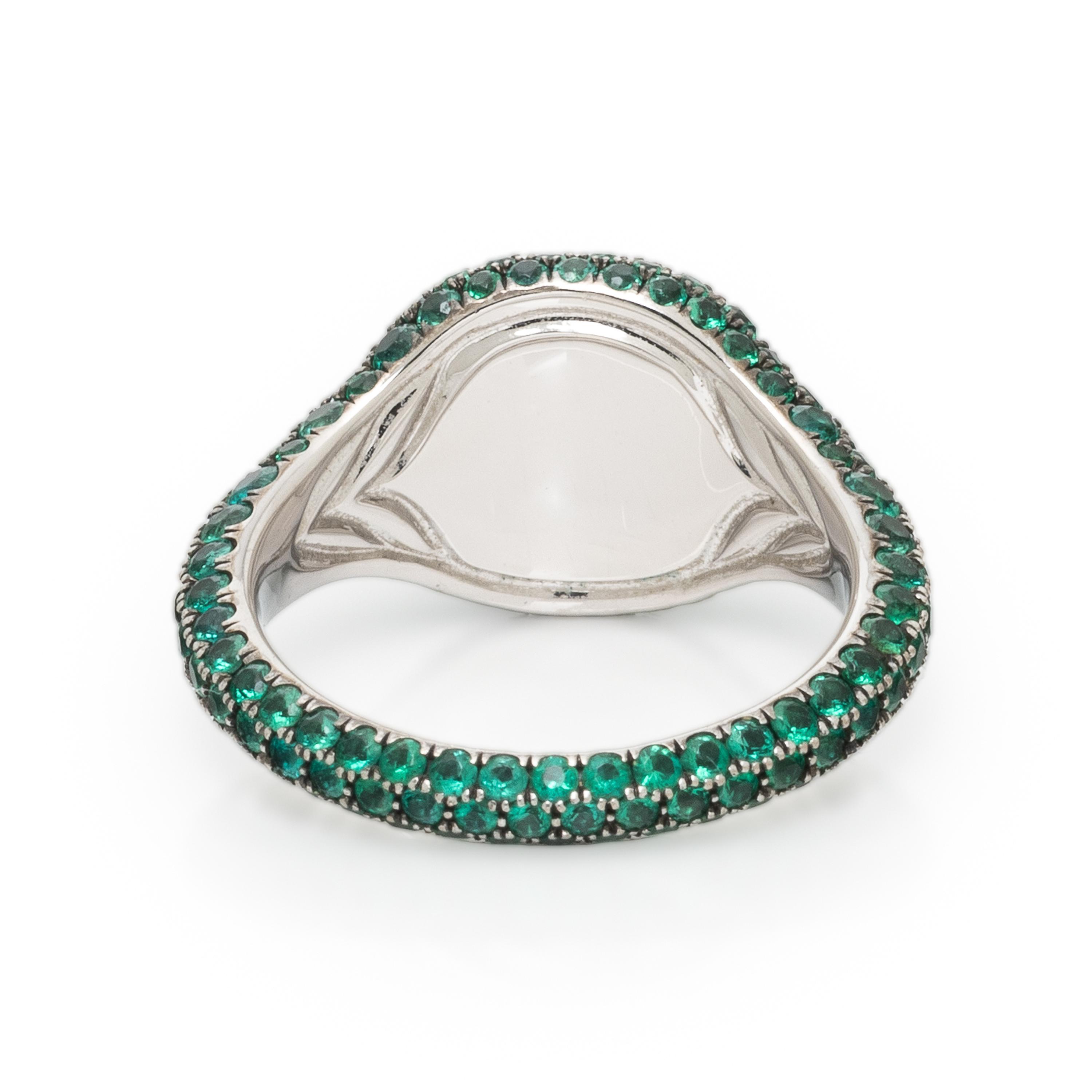David Yurman, 'Petite Pavé,' Emerald and Blackened Gold Ring