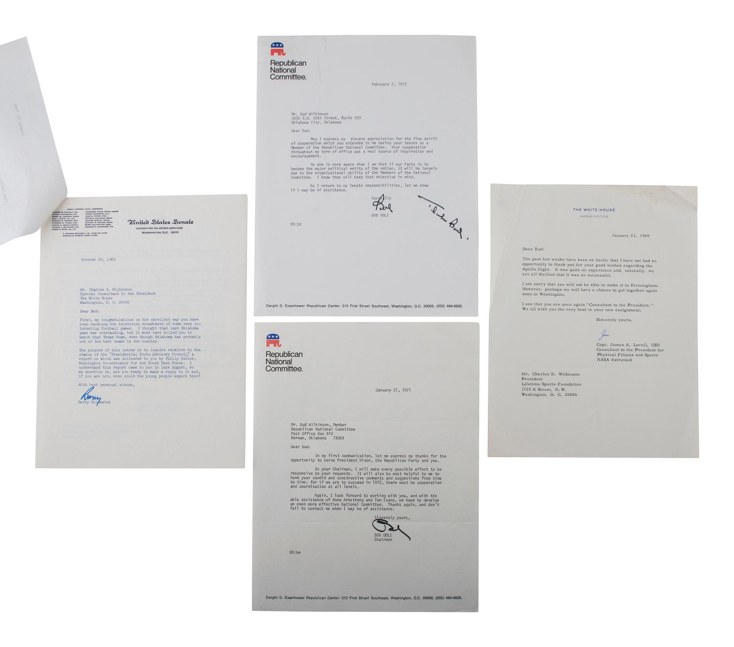 WILKINSON, Bud (1916-1994). Archive with Presidential correspondence incl. NIXON & BUSH.